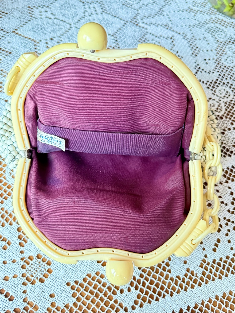 Vintage 1940s W&D Alumesh Metal Mesh Off White Wedding Handbag Celluloid Frame - Picture 6 of 9